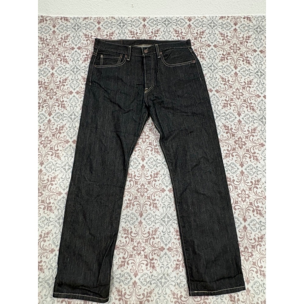 Levis 501 Original Fit Jeans Dark Indigo Denim 32x30 Straight Leg Mens